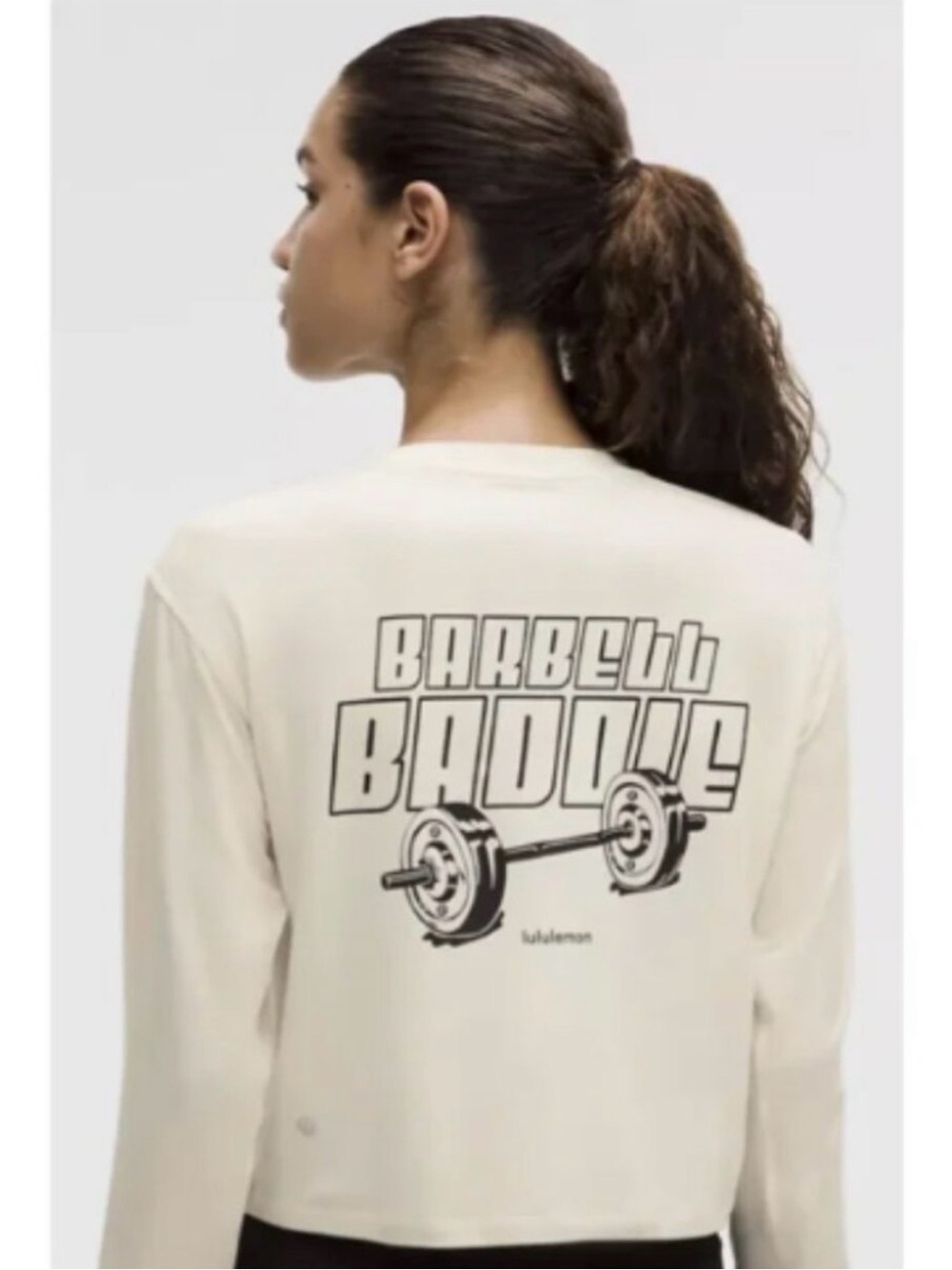 Lululemon NWT Jersey Training Long Sleeve Graphic Barbell Baddie Size 4